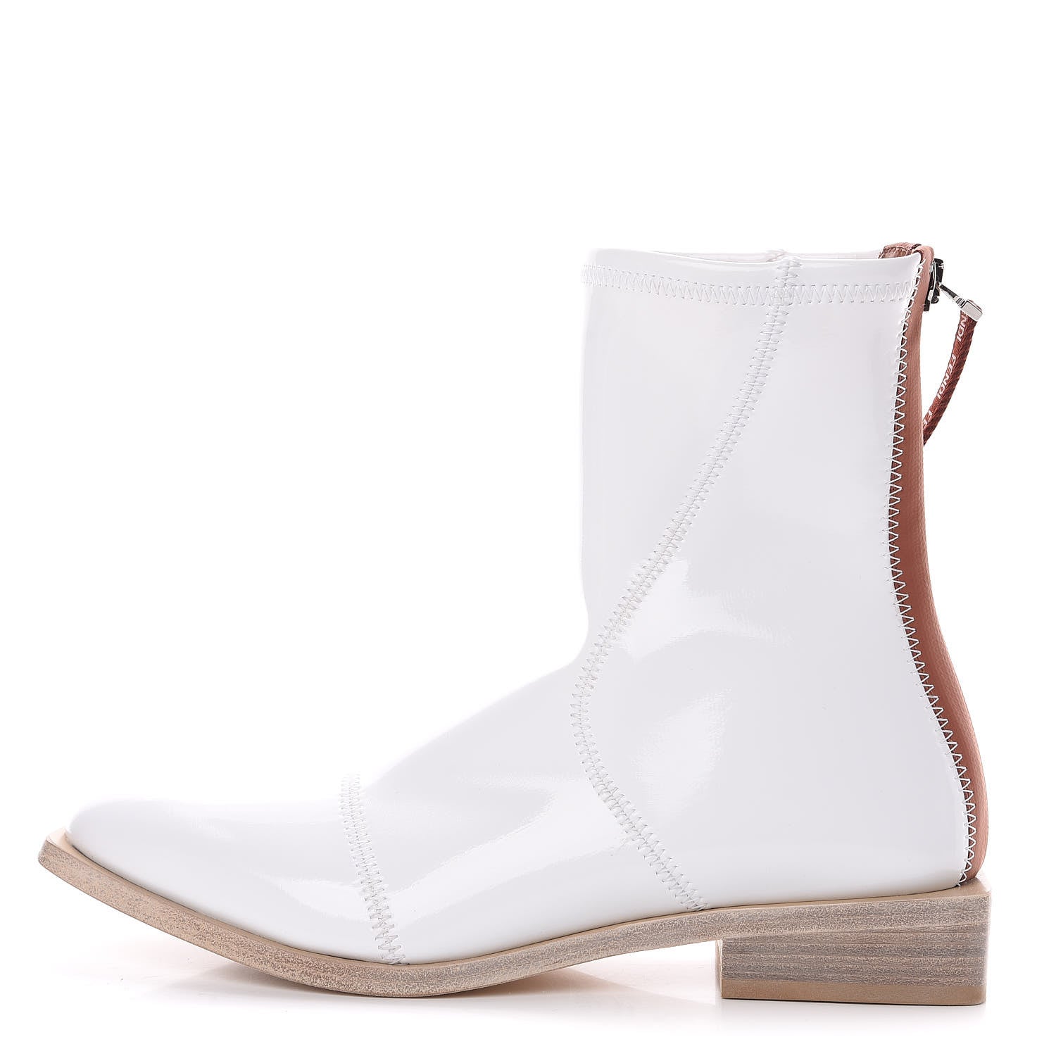 Fendi Glossy Neoprene FFrame Low Ankle Boots 38.5 White 1 of 7