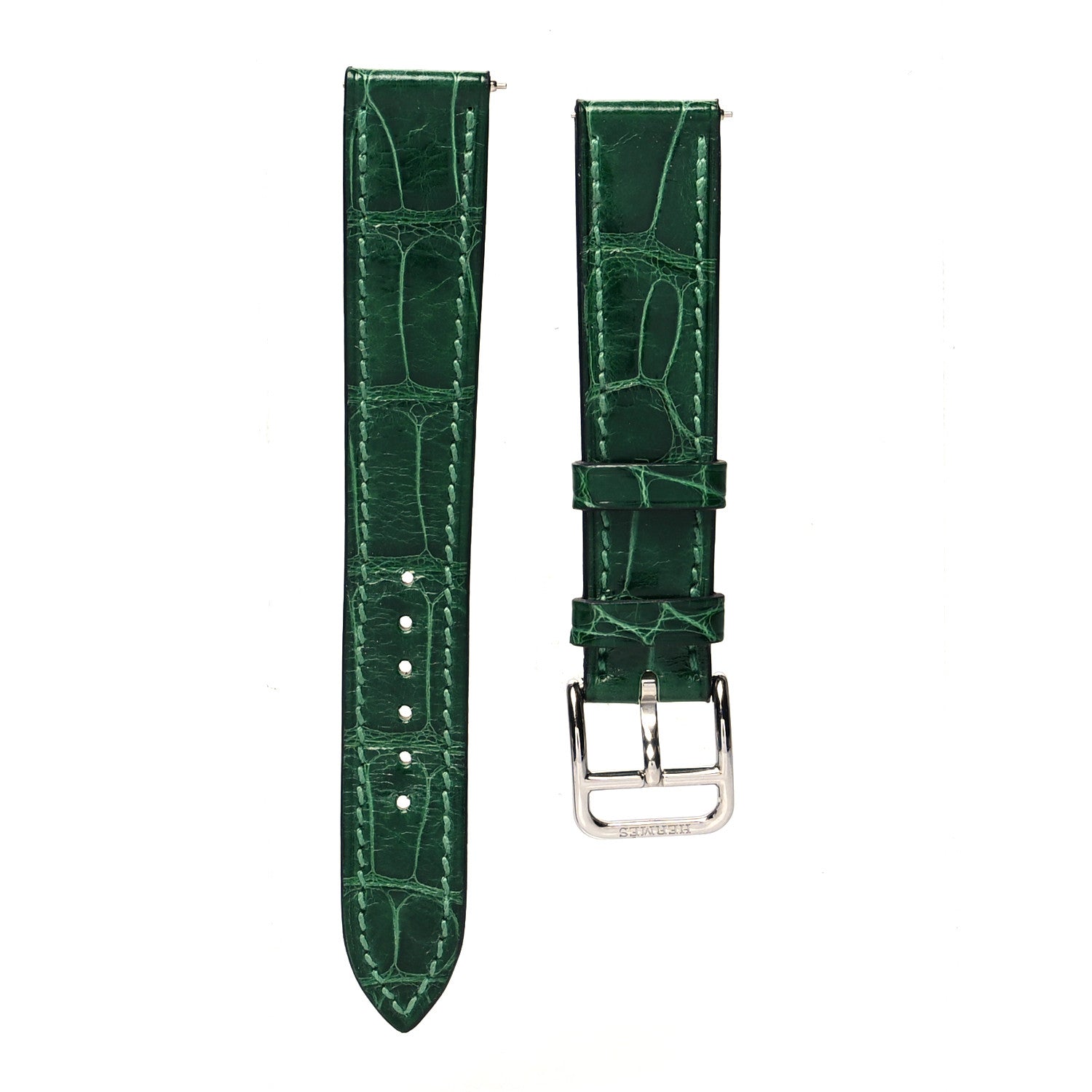 Hermes Shiny Alligator Heure H 21mm Watch Strap Vert Moyen 1 of 6