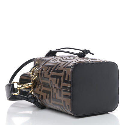 Fendi Vitello Liberty F is Fendi Bi-Color FF 1974 Embossed Mini Mon Tresor Bucket Bag Maya Black 3 of 4