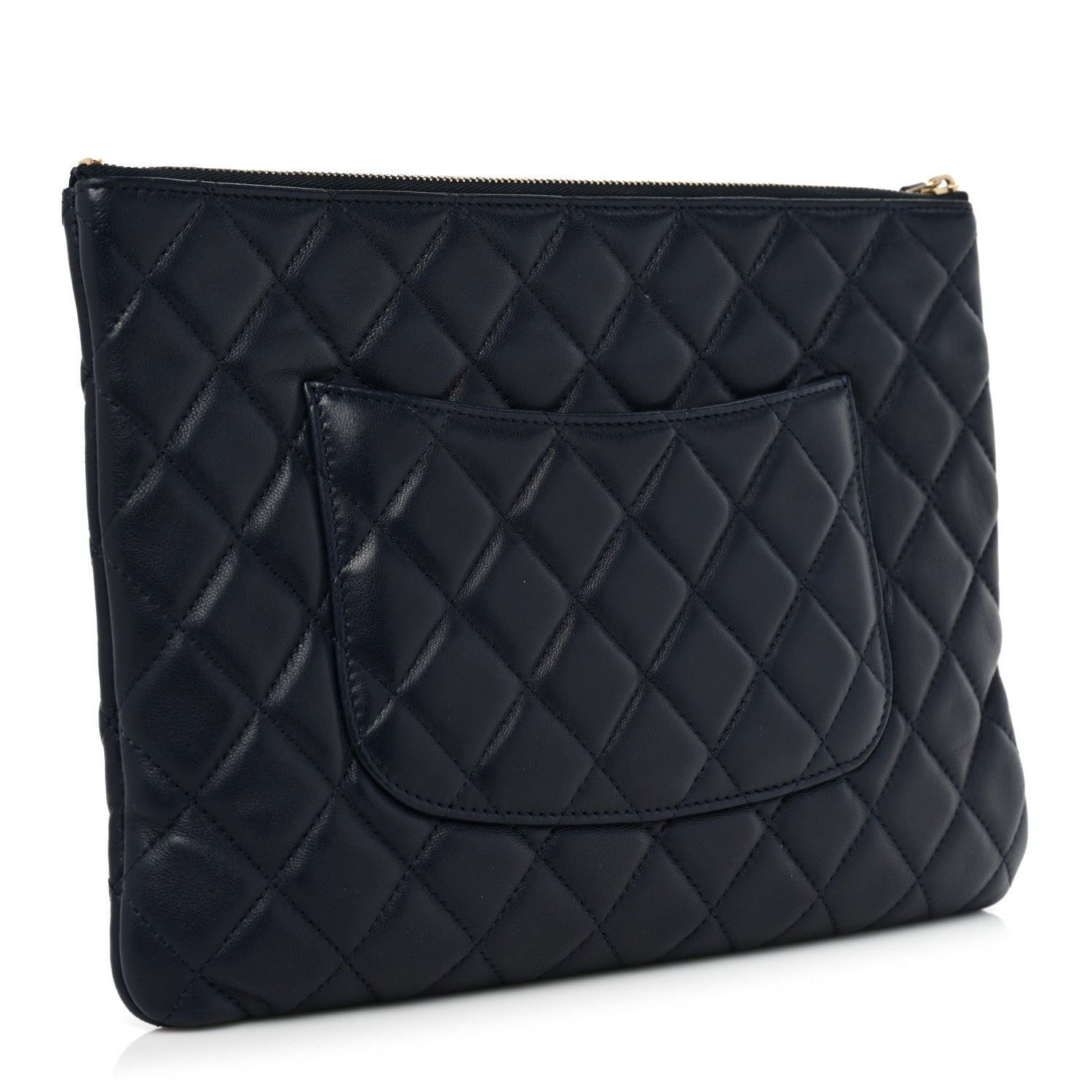 Chanel Lambskin Quilted Medium Cosmetic Case Navy 3 of 9