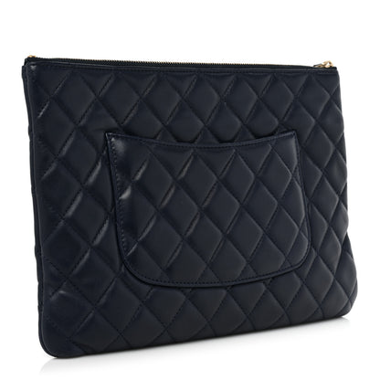 Chanel Lambskin Quilted Medium Cosmetic Case Navy 3 of 9