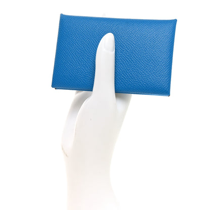 Hermes Epsom Calvi Card Case Bleu Zanzibar 2 of 7