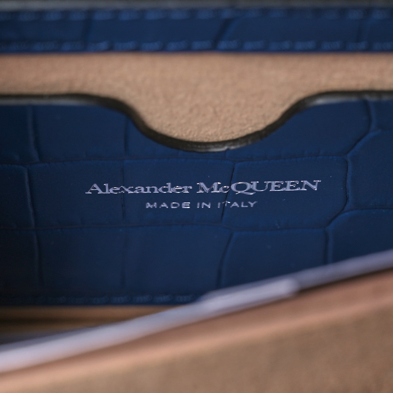 Alexander McQueen Shiny Crocodile Embossed Jeweled Satchel Industrial Blue 6 of 10