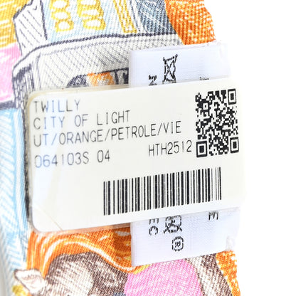 Hermes Silk Pantin City Twilly Light Orange Petrole 3 of 3