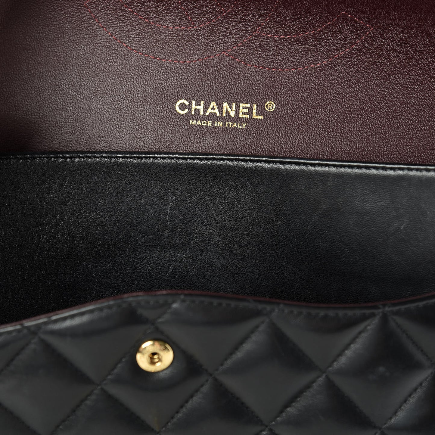 Lambskin Quilted Jumbo Double Flap Black
