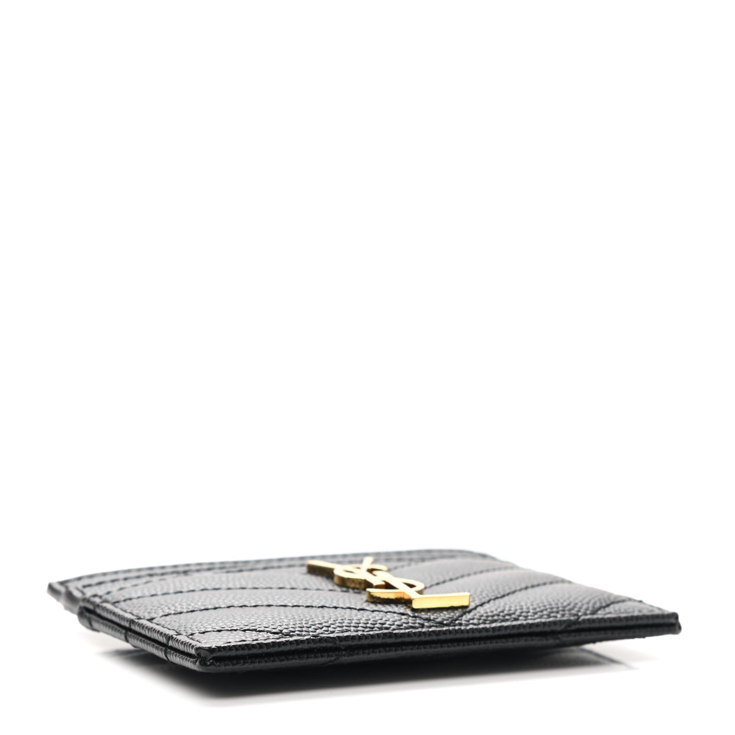Grain De Poudre Matelasse Chevron Monogram Credit Card Case Black