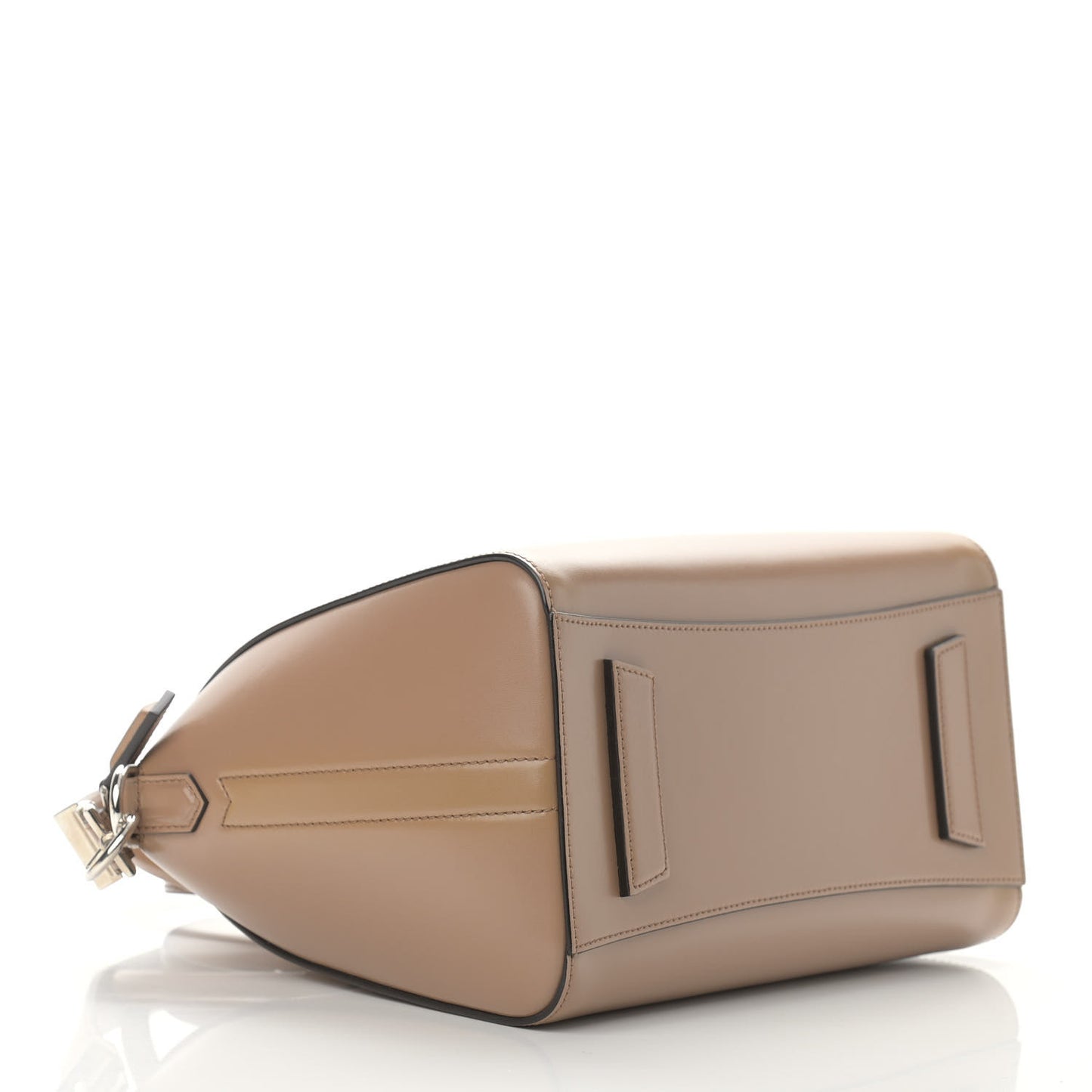 Shiny Lord Calfskin Small Antigona Dark Beige