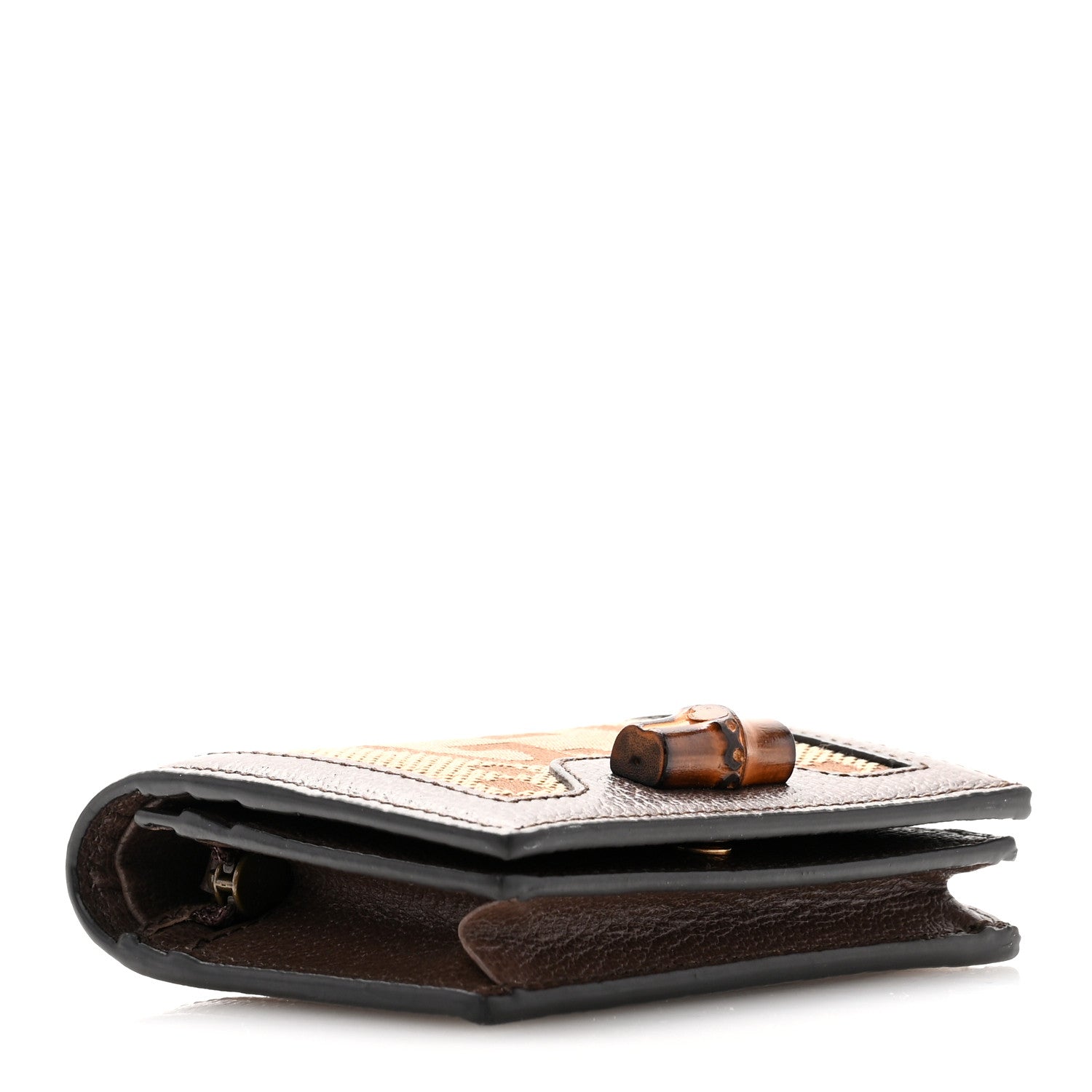 Gucci Monogram Jumbo GG Textured Dollar Calfskin Diana Card Case Wallet Camel Ebony New Acero 4 of 8