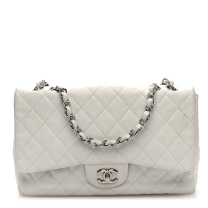 Chanel Caviar Quilted Jumbo Single Flap White 1 of 10