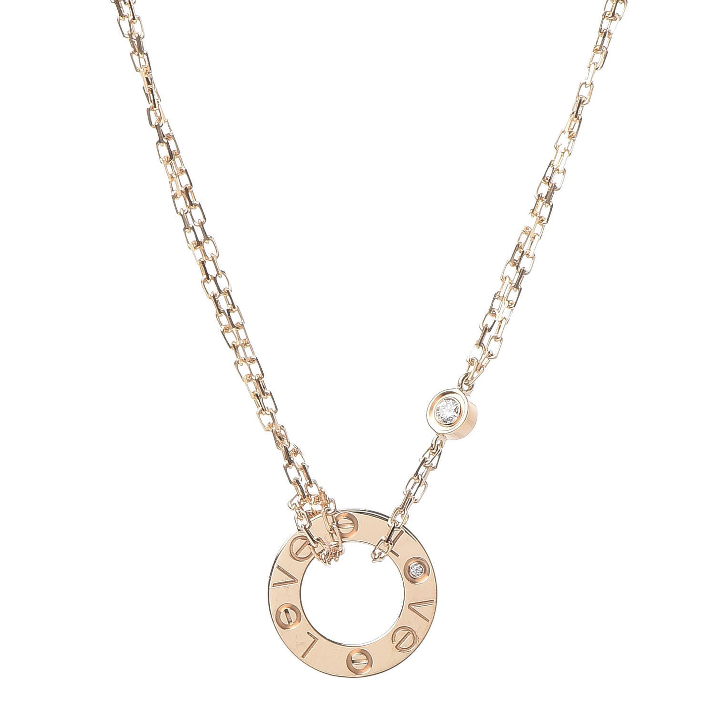 18K Yellow Gold 2 Diamond LOVE Necklace