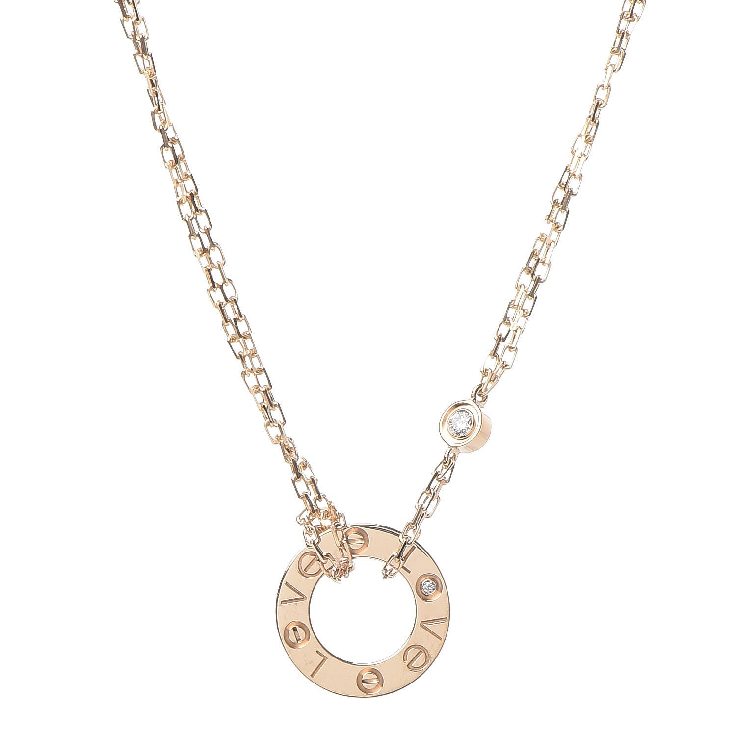 Cartier 18K Yellow Gold 2 Diamond LOVE Necklace 4 of 7
