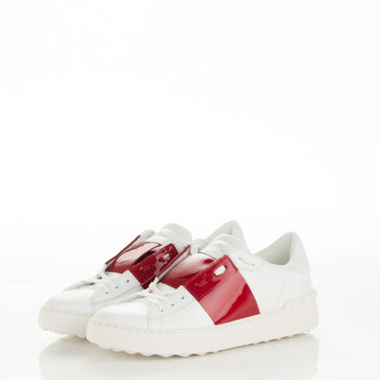 Valentino Garavani Calfskin Patent Rockstud Open Sneakers 39 White Rosso Valentino 3 of 7