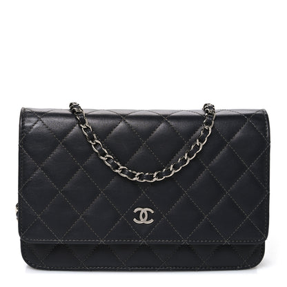 Chanel Lambskin Quilted Wallet On Chain WOC Black 1 of 11