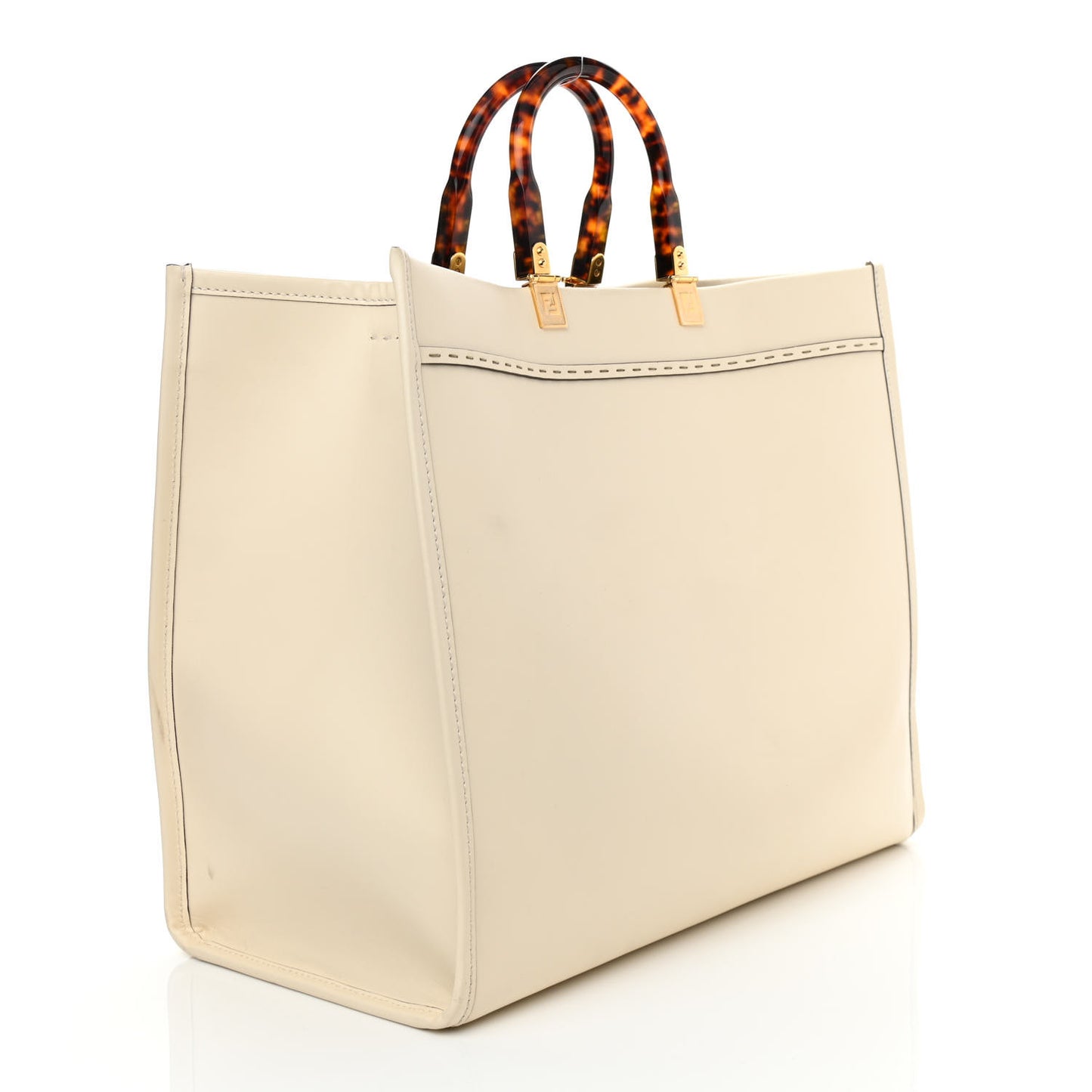 Vitello King Plexiglass Logo Embossed Large Fendi Sunshine Shopper Tote White Ice