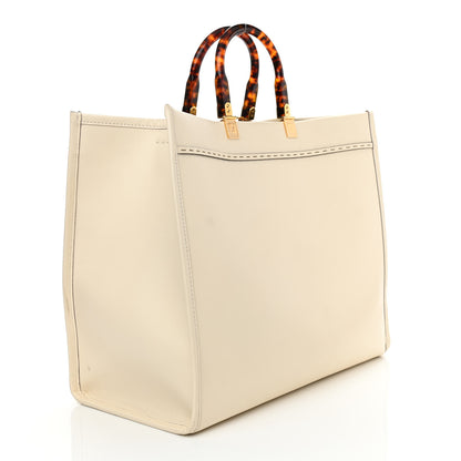 Fendi Vitello King Plexiglass Logo Embossed Large Fendi Sunshine Shopper Tote White Ice 3 of 17