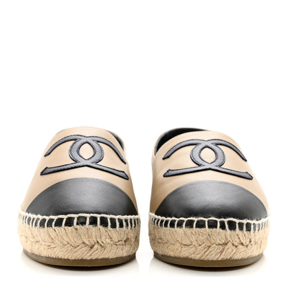 Chanel Lambskin CC Espadrilles 37 Beige Black 2 of 9