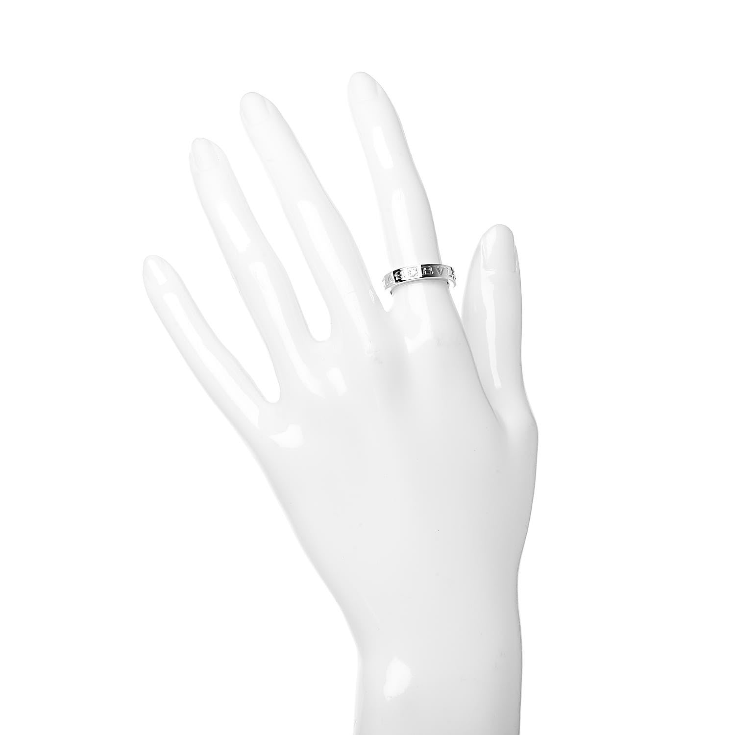 Bulgari 18K White Gold Diamond B.Zero1 Essential Band Ring 50 5.5 2 of 5