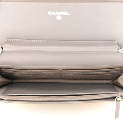 Chanel Striated Patent Quilted Wallet On Chain WOC Beige 5 of 12