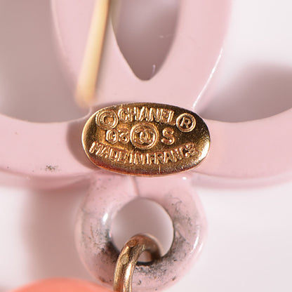 Chanel Resin Beaded CC Dangle Earrings Pink 4 of 4