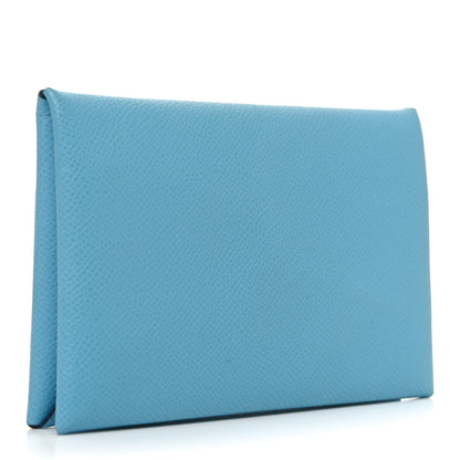 Hermes Epsom Calvi Card Case Celeste 3 of 8