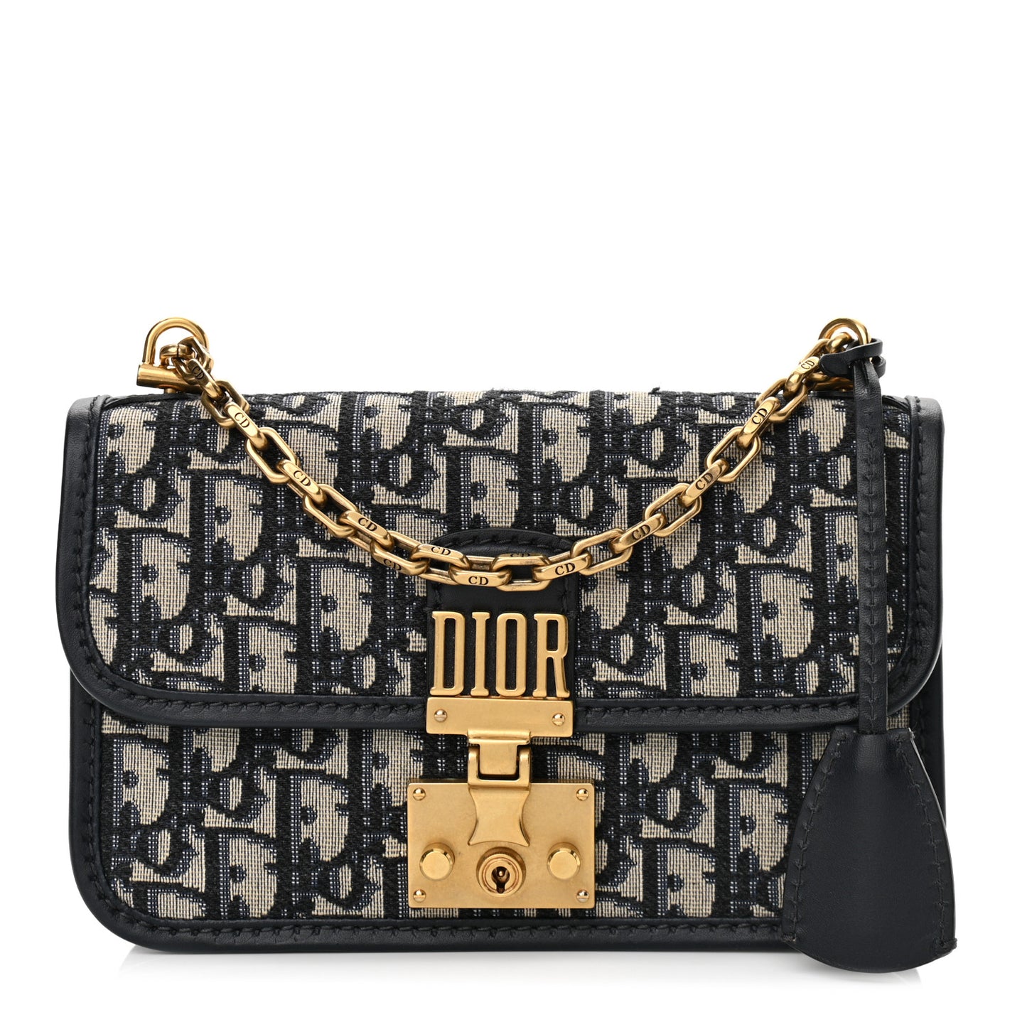 Oblique Small DiorAddict Flap Bag Navy Blue