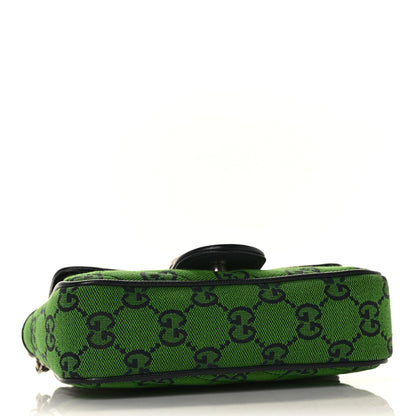 Gucci Monogram Multicolor Matelasse Diagonal Super Mini GG Marmont Shoulder Bag Green Blue 3 of 8