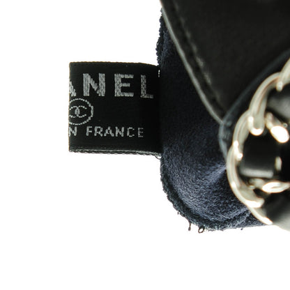 Chanel Lambskin Fingerless Chain CC Gloves 8 Navy Black 8 of 8