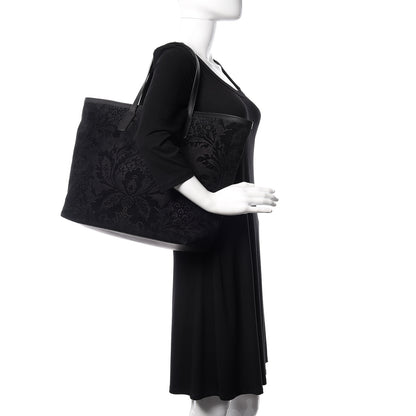 Gucci Nubuck Brocade Medium Soft Stirrup Tote Black 2 of 12