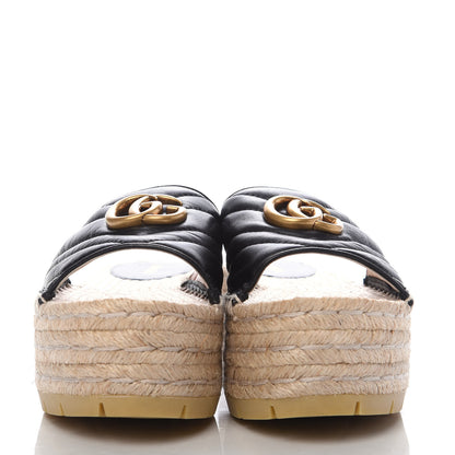 Gucci Nappa Matelasse GG Marmont Platform Espadrille Slide Sandals 36 Black 3 of 9
