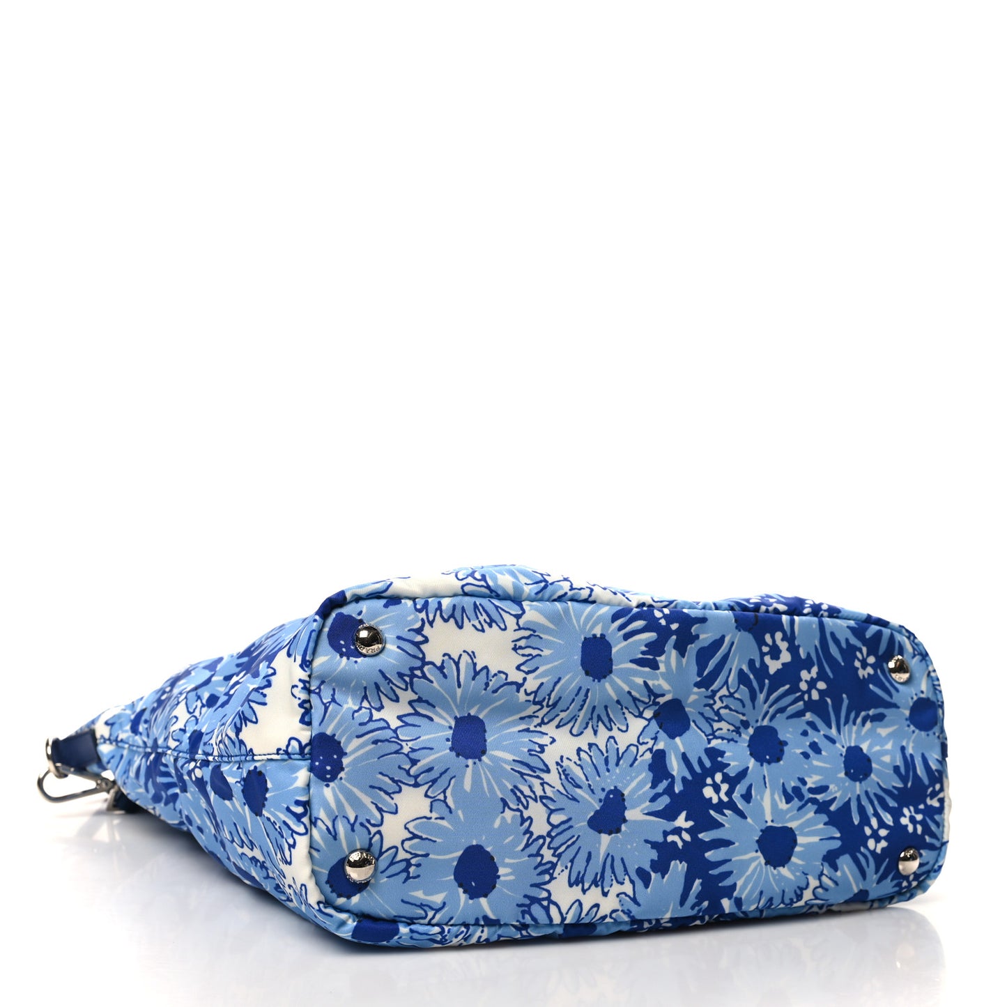 Tessuto Nylon Saffiano Floral Print Tote Baltico Dis Primule