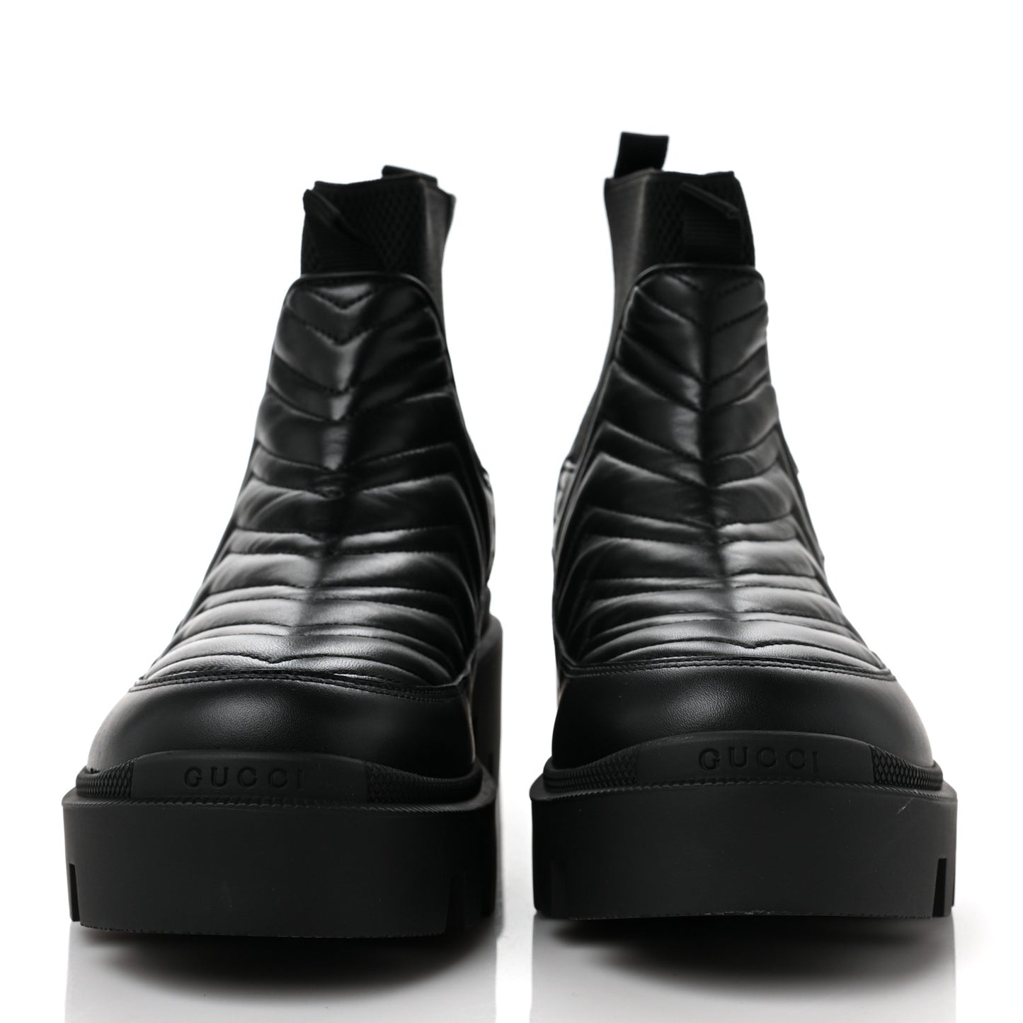 Calfskin Nappa Matelasse Frances Chelsea Boots 40.5 Black