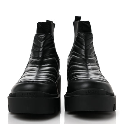Gucci Calfskin Nappa Matelasse Frances Chelsea Boots 40.5 Black 4 of 7