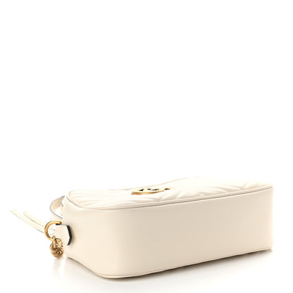 Gucci Calfskin Matelasse Small GG Marmont Chain Shoulder Bag White 4 of 9