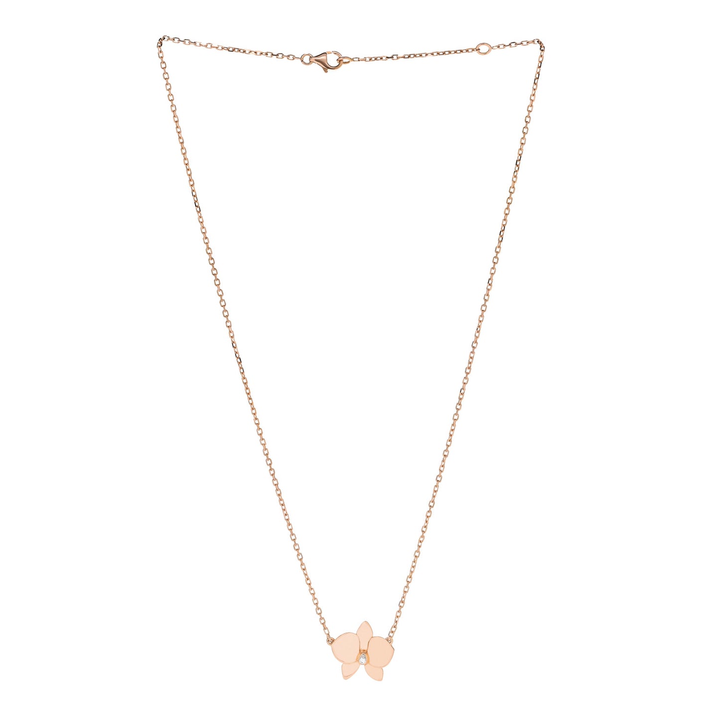 18K Pink Gold Diamond Caresse D'Orchidees Par Cartier Pendant Necklace