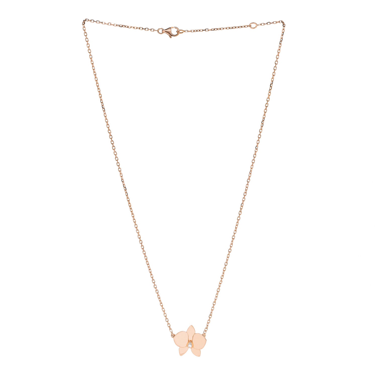 Cartier 18K Pink Gold Diamond Caresse D'Orchidees Par Cartier Pendant Necklace 3 of 6