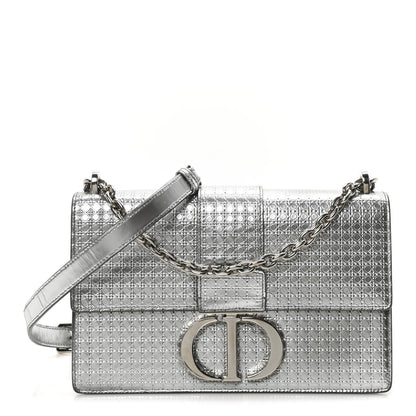 Christian Dior Metallic Patent Micro-Cannage 30 Montaigne Flap Bag Silver 1 of 9