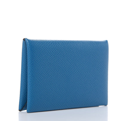 Hermes Epsom Calvi Card Case Bleu Izmir 3 of 7