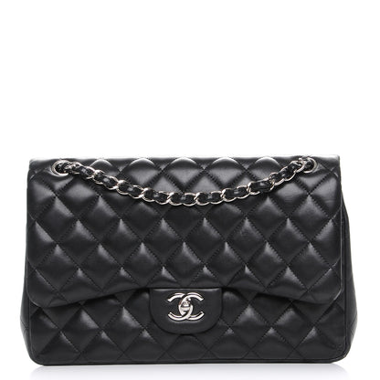 Chanel Lambskin Quilted Jumbo Double Flap Black 1 of 11