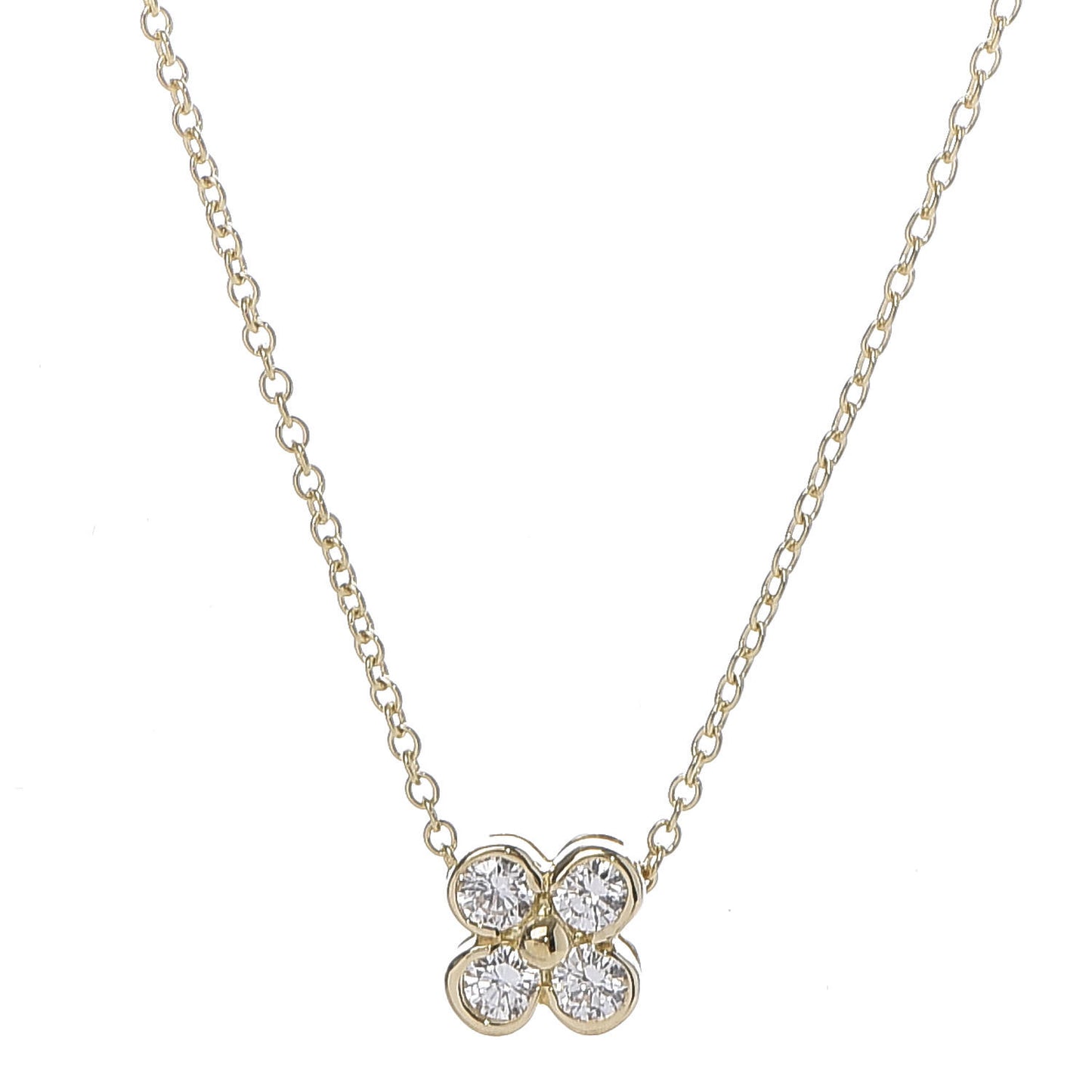 18K Yellow Gold Diamond Lace Pendant Necklace