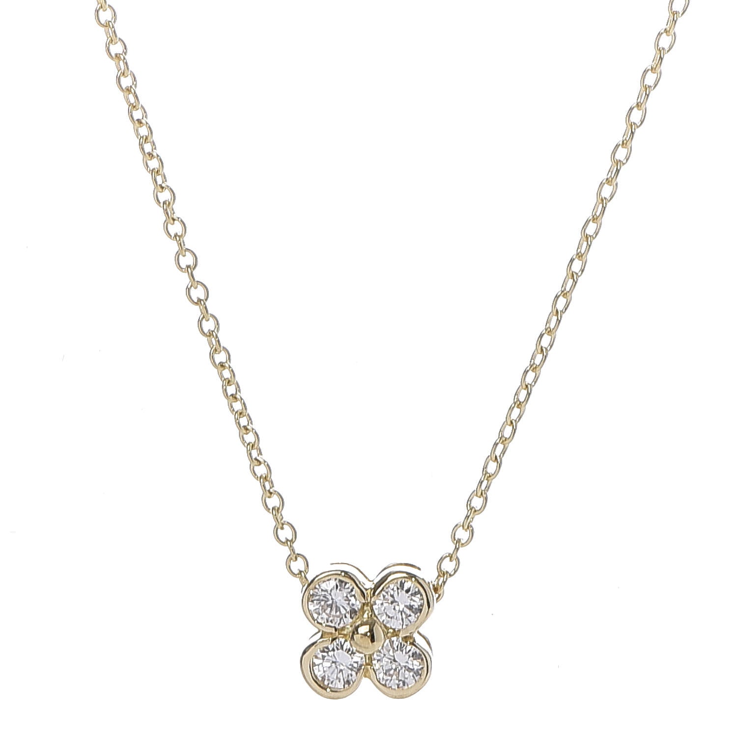 Tiffany 18K Yellow Gold Diamond Lace Pendant Necklace 4 of 6