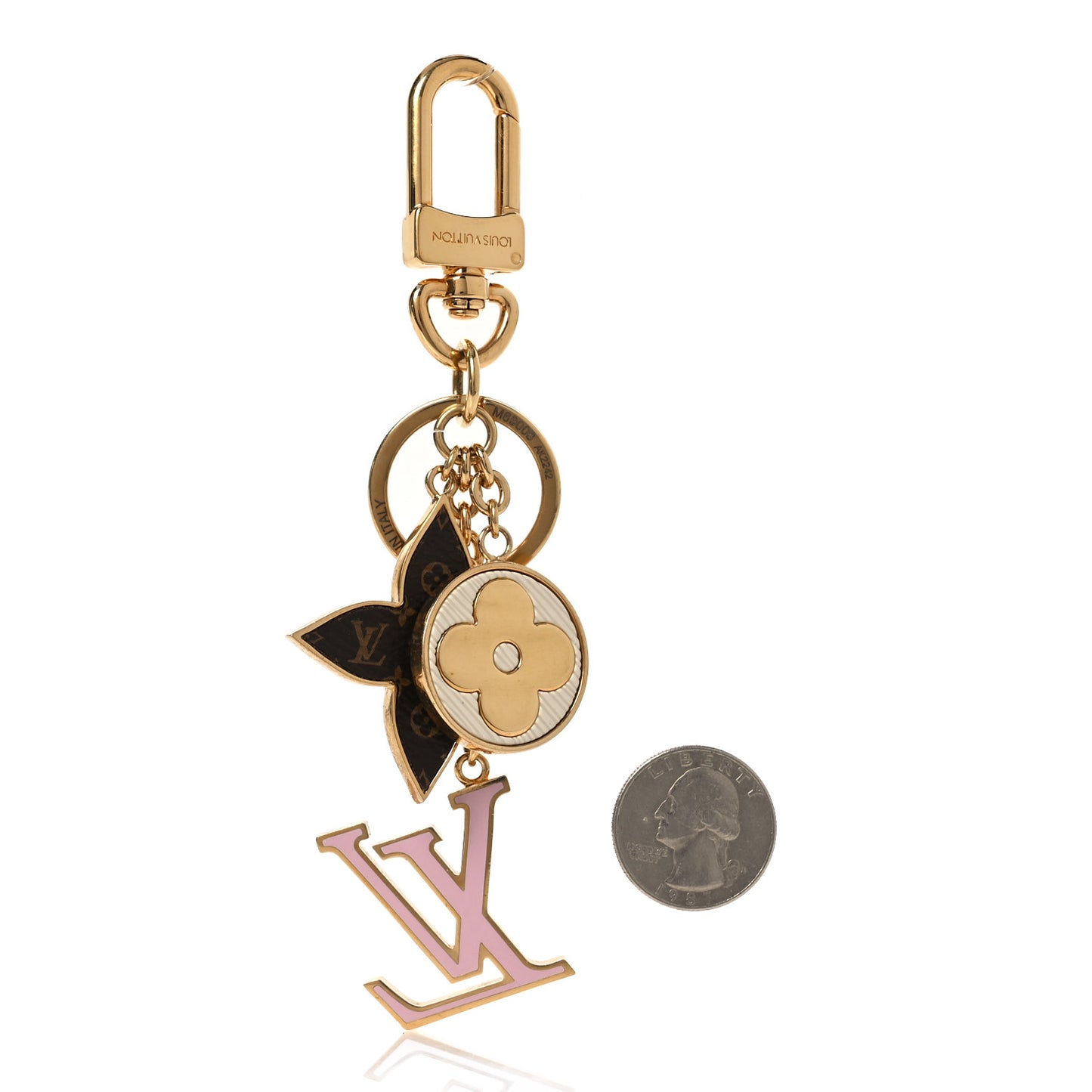 Metal Monogram Epi Spring Street Bag Charm Key Holder Gold
