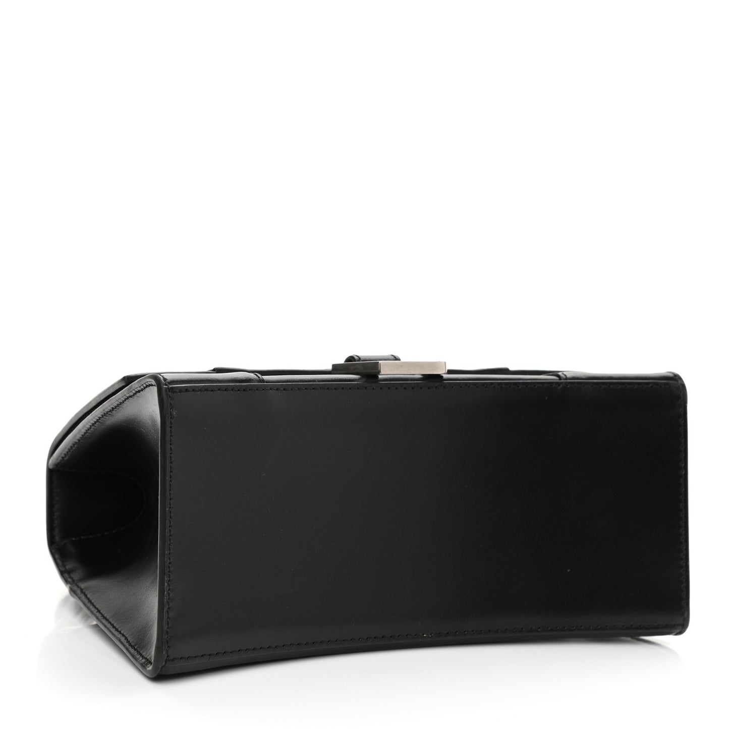 Shiny Box Calfskin Graffiti Logo Small Hourglass Top Handle Bag Black Pink