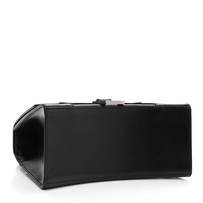 Balenciaga Shiny Box Calfskin Graffiti Logo Small Hourglass Top Handle Bag Black Pink 4 of 11