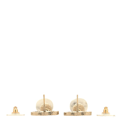 Chanel Metal Pearl Quilted CC Drop Earrings Gold White 3 of 4