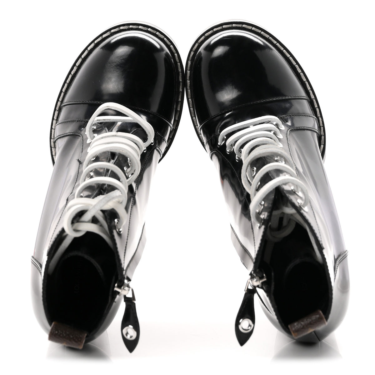 Glazed Calfskin Star Trail Ankle Boots 40 Black
