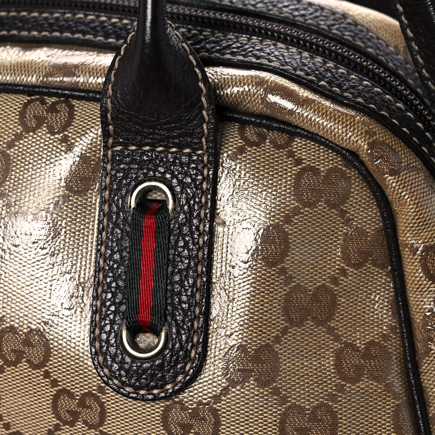 Crystal Monogram Web Princy Boston Brown