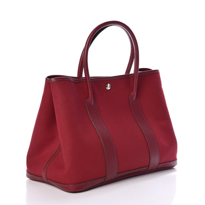 Hermes Buffle Sindhu Toile Garden Party 36 MM Tote Rouge Imperial 3 of 9