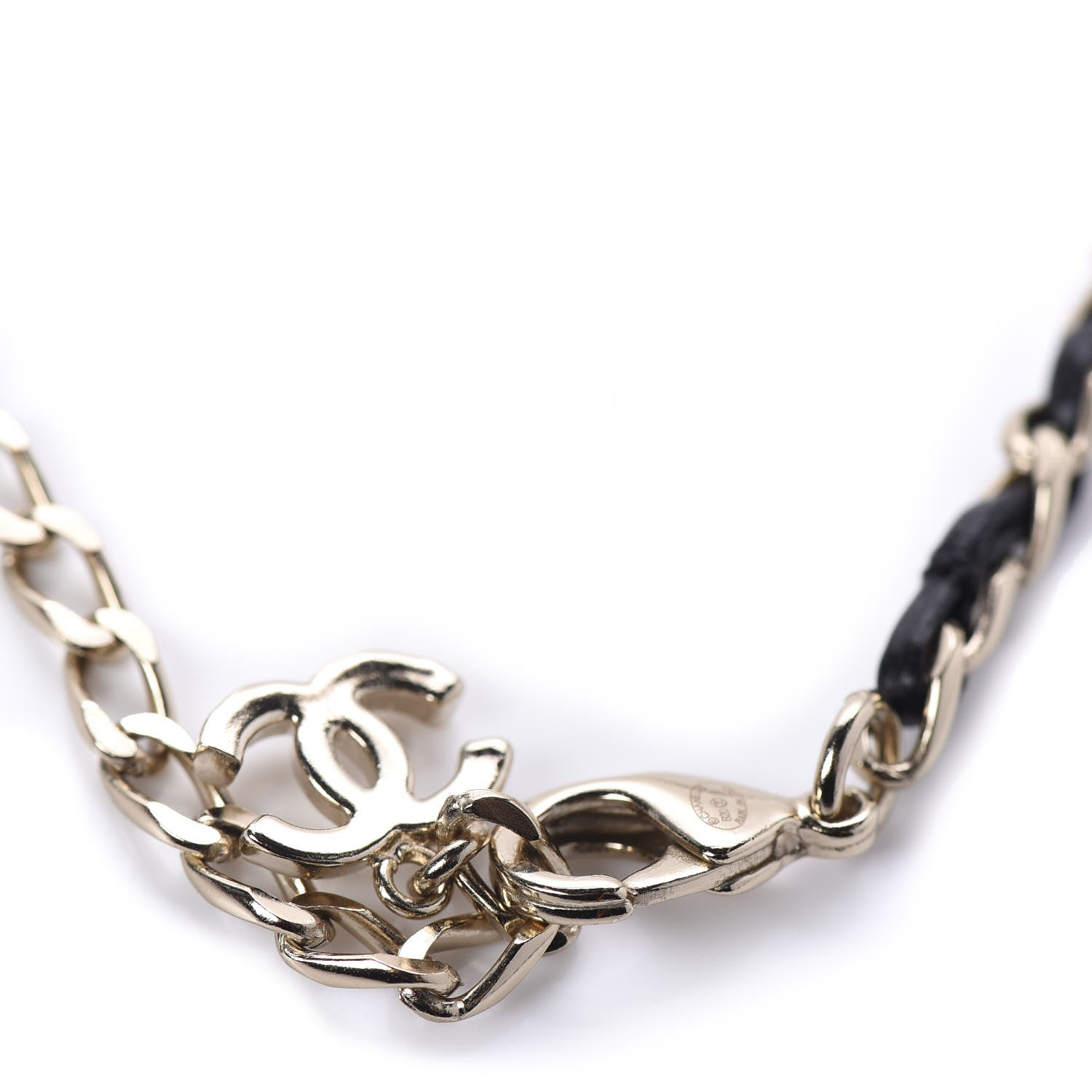 Chanel Metal Lambskin Crystal Sergeant Choker Necklace Black Gold 5 of 6