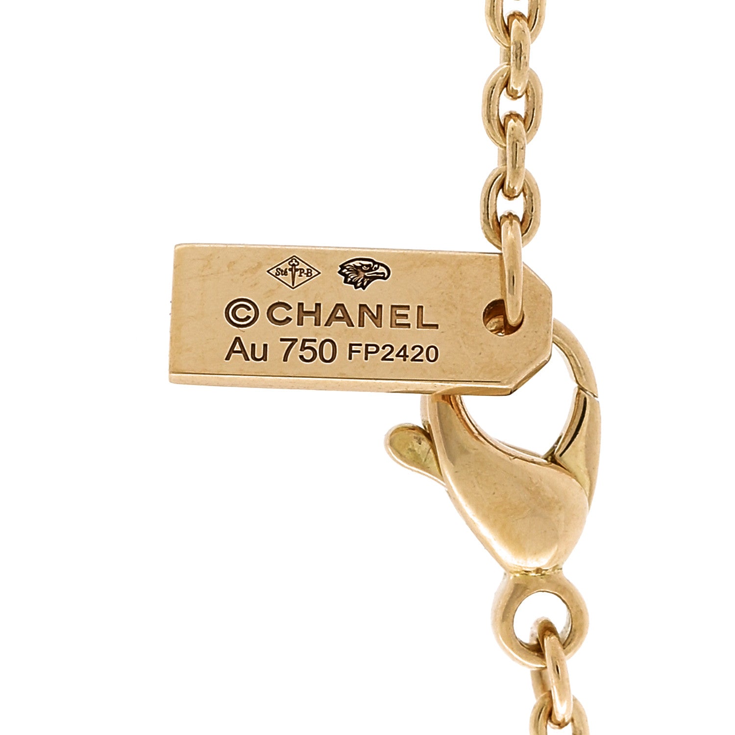 CHANEL　オルゴール Chanel 18K Yellow Gold Diamond Talismans Medal Pendant Necklace