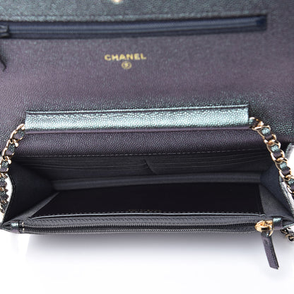 Chanel Iridescent Caviar Quilted Wallet On Chain WOC Black 7 of 11